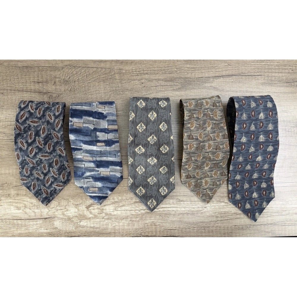 Zylos George Machado Italian Silk Tie Lot 5 Blue Green Fall Spring 57" Abstract